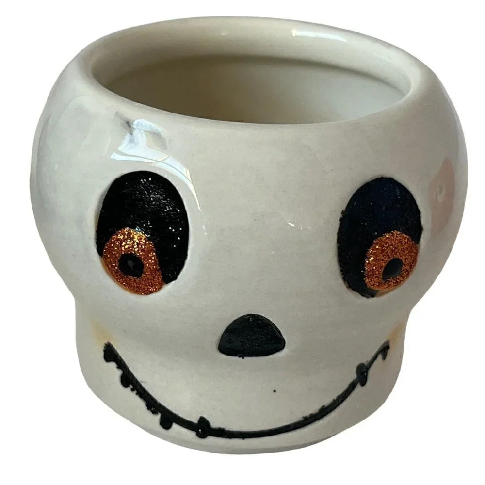 Hallmark Spooky Tea Light Candle Holder Set Cat Pumpkin Skull Figural Halloween